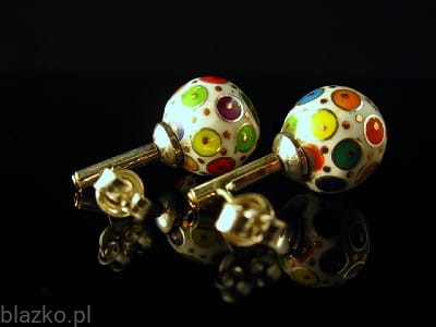 Blazko kolczyki Kulki z szyjką Grochy Kolor