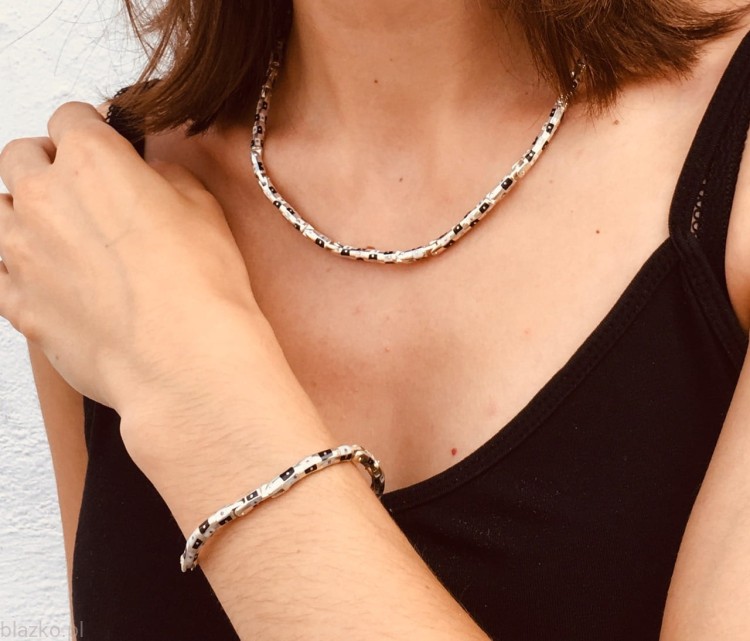 srebrna biżuteria Blazko - naszyjnik i bransoletka linia