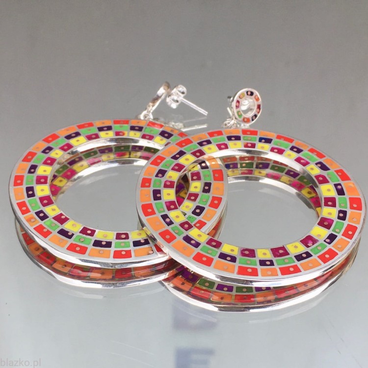 Srebrne Kolczyki Koła Blazko - kolor