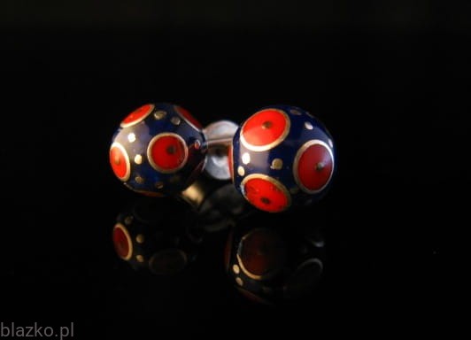 Blazko kolczyki Kuleczki Wkrętki Granatowo Czerwone