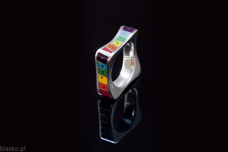 Blazko obrączka Kwadrat Jednorzędowy Kolor