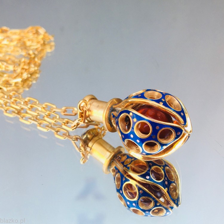 Rosiczka z bursztynem - pozłacany naszyjnik BLAZKO