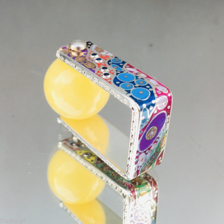 Pierścień #blazko Kwadrat DolceVita Kolor z bursztynem