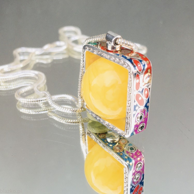 Naszyjnik unikatowy z bursztynem - telewizorek Blazko DolceVita