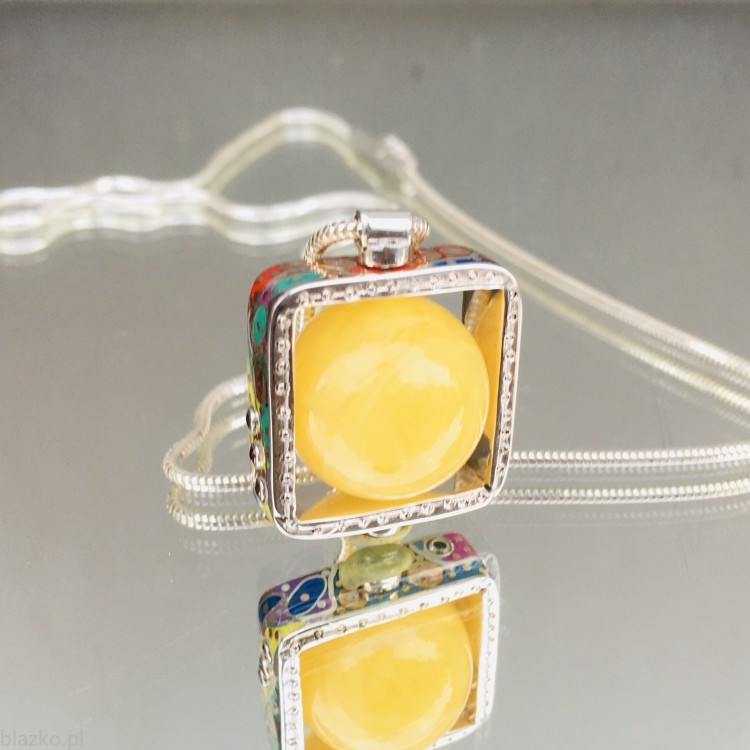 Naszyjnik unikatowy z bursztynem - telewizorek Blazko DolceVita