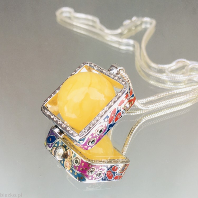 Naszyjnik unikatowy z bursztynem - telewizorek Blazko DolceVita