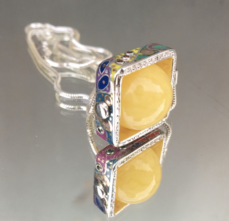 Naszyjnik unikatowy z bursztynem - telewizorek Blazko DolceVita