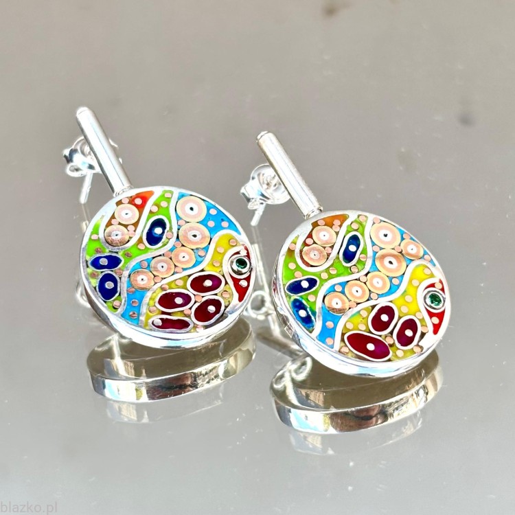 biżuteria autorska Blazko - kolczyki talarki kolor