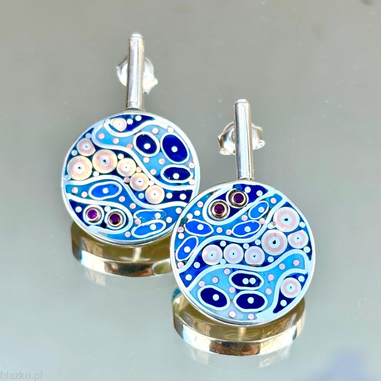 biżuteria autorska Blazko - kolczyki talarki kolor