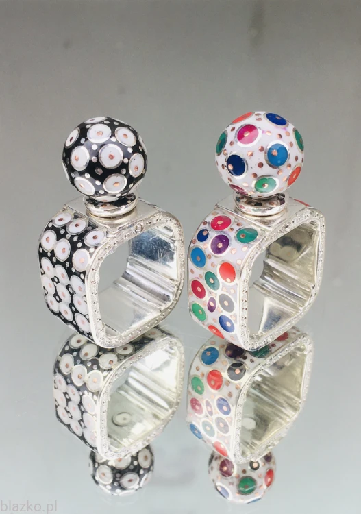 Obrączka srebrna Blazko - Pralinek w Grochy - z kulką