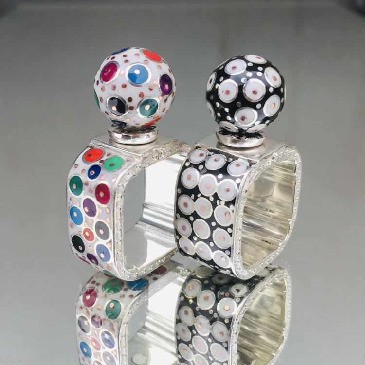 Obrączka srebrna Blazko - Pralinek w Grochy - z kulką