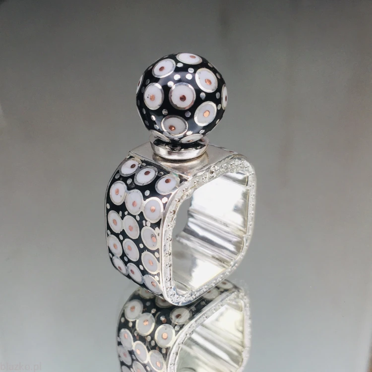 Obrączka srebrna Blazko - Pralinek w Grochy - z kulką