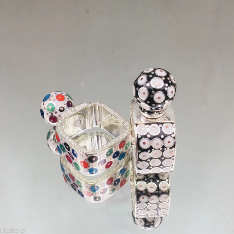 Obrączka srebrna Blazko - Pralinek w Grochy - z kulką