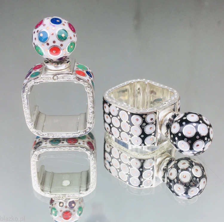 Obrączka srebrna Blazko - Pralinek w Grochy - z kulką