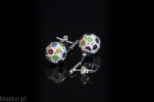 Blazko kolczyki Kulki na żmijce Kolor