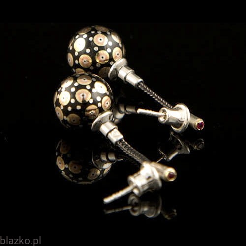Kolczyki Kulki Czarne Porcelaki a Zmijce