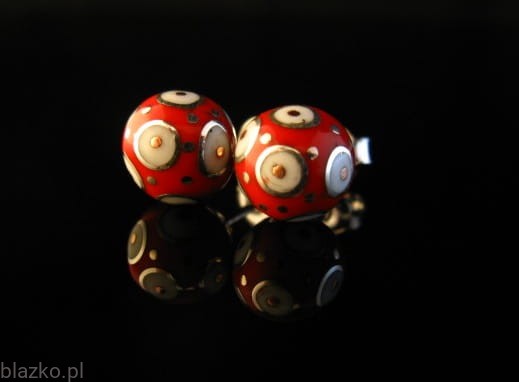 Blazko kolczyki Kuleczki Wkrętki Czerwone