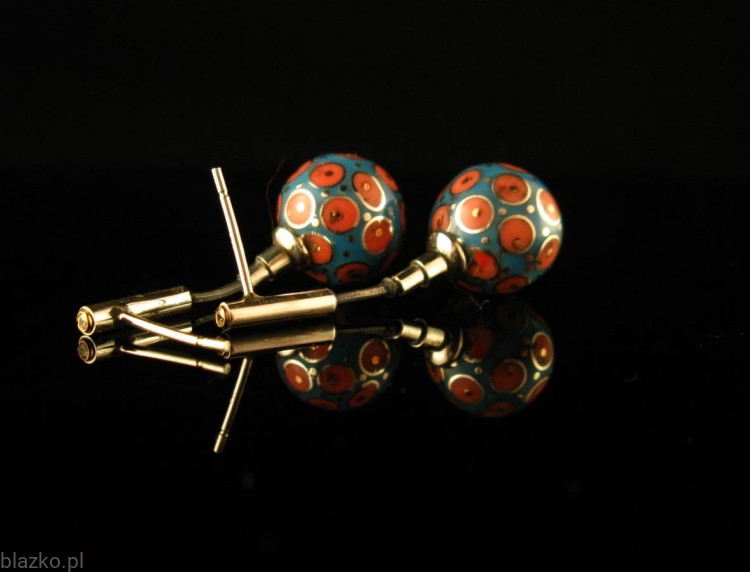 Blazko kolczyki Kulki na żmijce Niebieskie