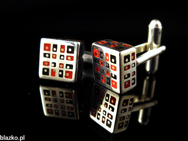 Blazko spinki do mankietów Kosteczki Czerwono Czarne