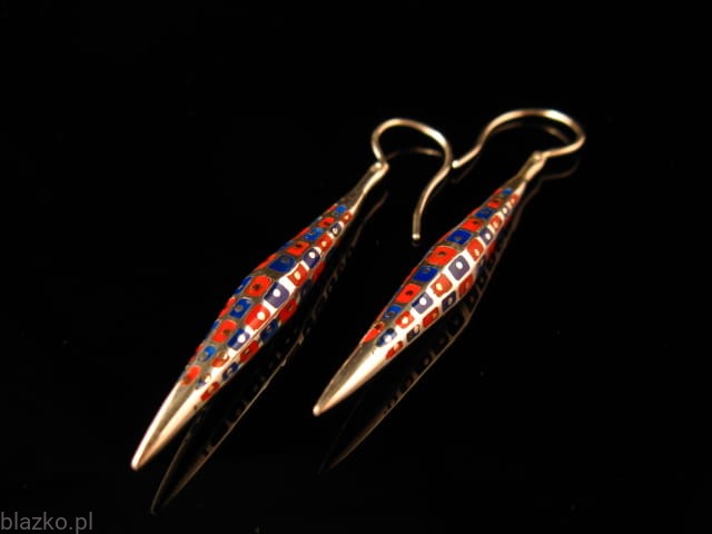 Blazko Kolczyki Kappelanki Czerwono Granatowe