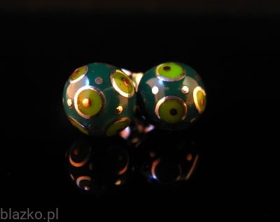 Blazko kolczyki Kuleczki Wkrętki Zielono Żółte